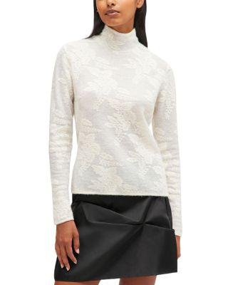 Sheer Flower Jacquard Turtleneck Top by GANNI