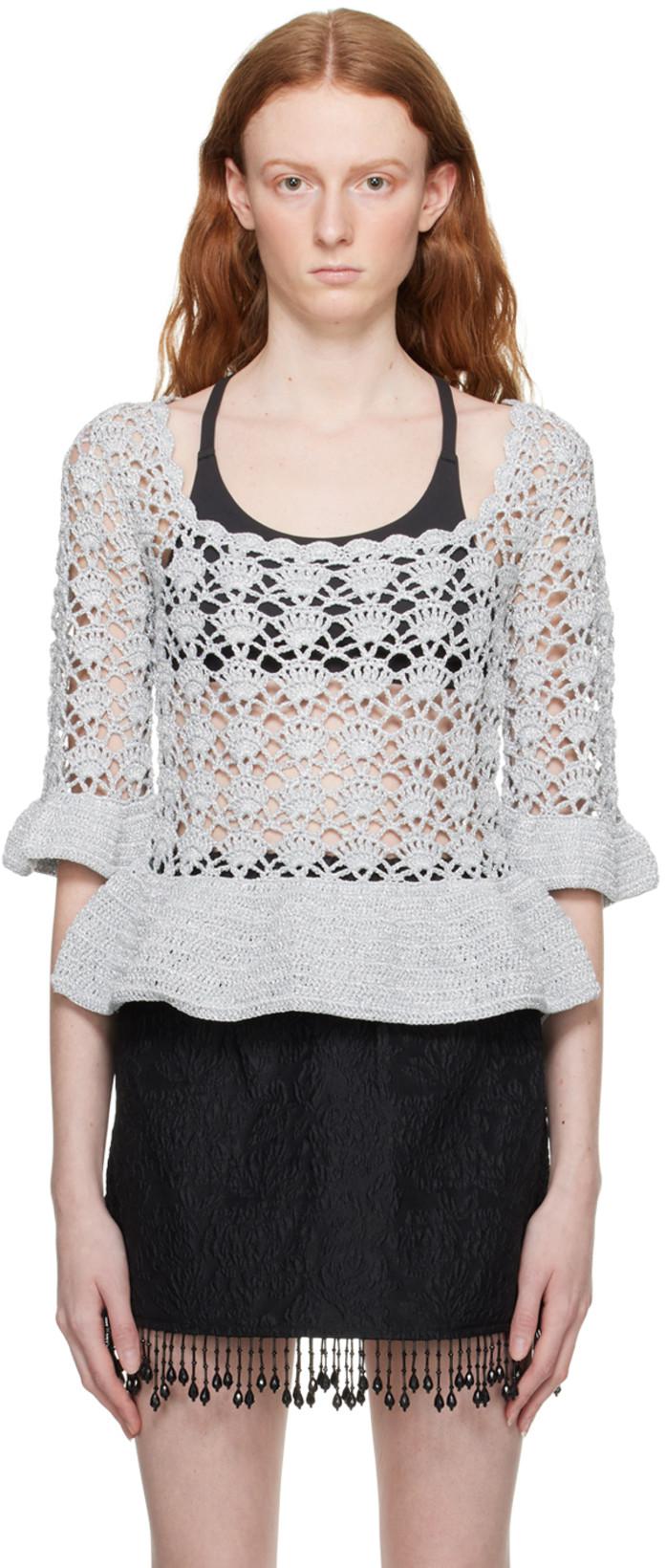 Silver Peplum Blouse by GANNI