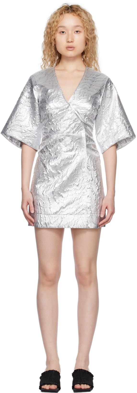 Silver Wrap Minidress by GANNI