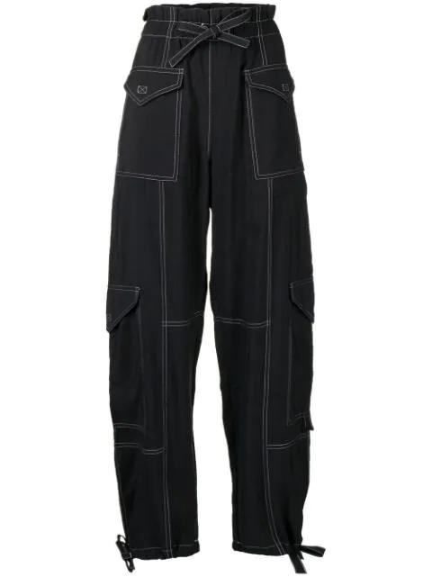 Slub tapered cargo pants by GANNI