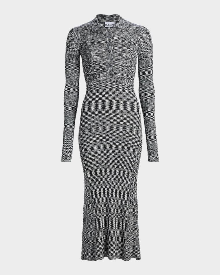 Space-Dyed Knit Sheath Midi-Dress by GANNI