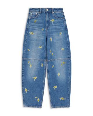 Stary High Rise Printed Barrel Jeans in Light Blue by GANNI