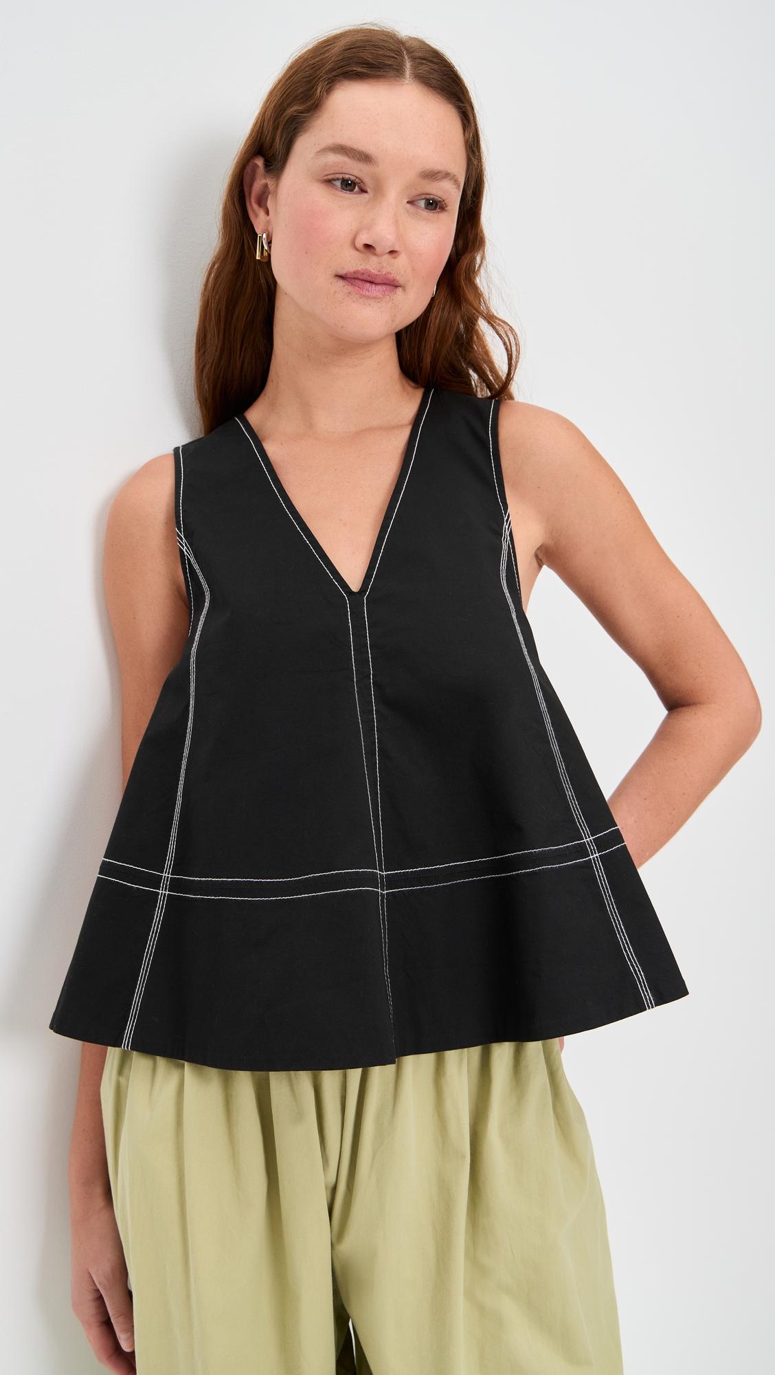 Stretch Cotton A-line Top by GANNI