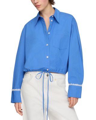 Stretch Cotton Cropped Shirt by GANNI