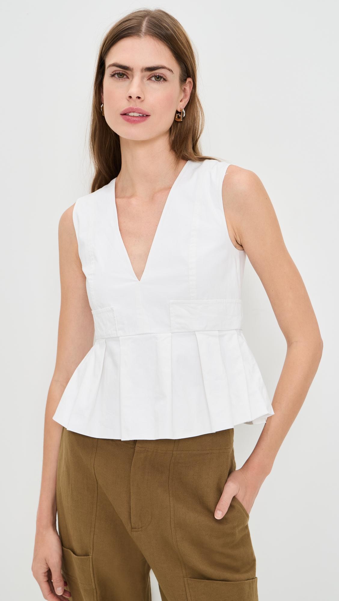 Stretch Cotton V Neck Pocket Blouse by GANNI
