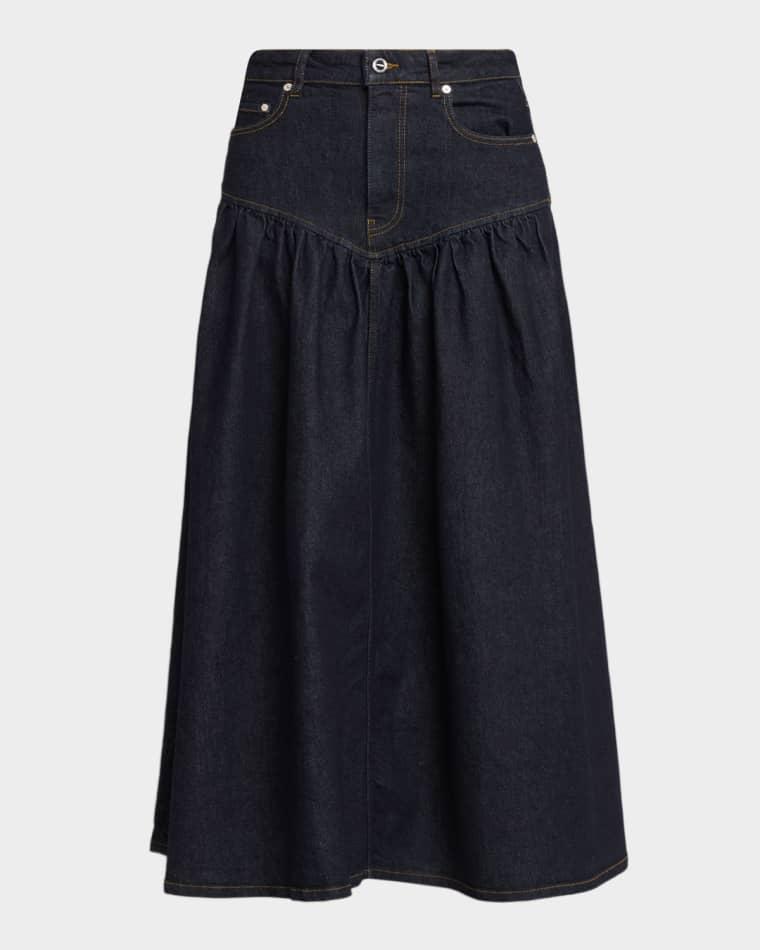 Stretch Denim Midi Skirt by GANNI