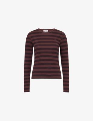 Striped Long-Sleeve Stretch-Cotton Top by GANNI