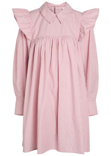 Striped cotton-poplin mini shirt dress by GANNI