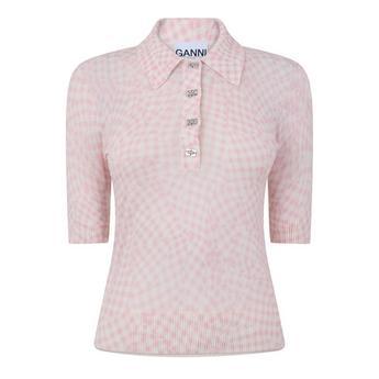 T SHEER PRINTED POLO by GANNI