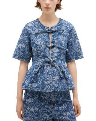 Tapestry Denim Peplum Top by GANNI
