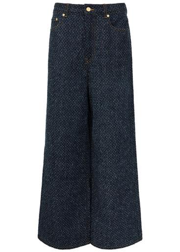 Textured tweed wide-leg jeans by GANNI