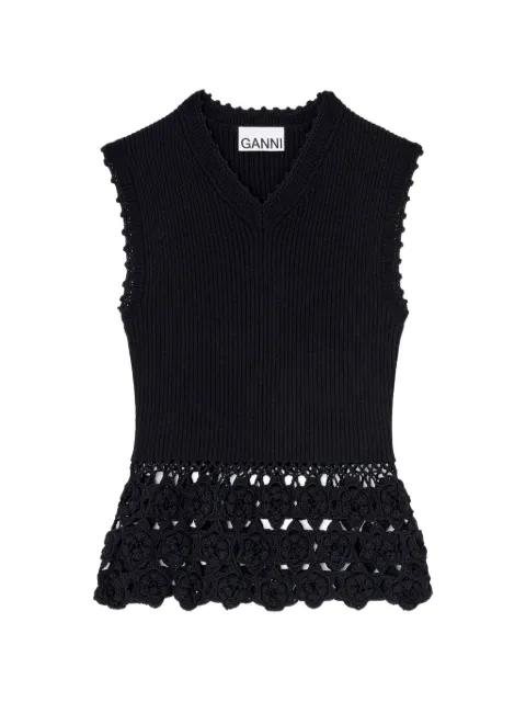 V-neck crochet top by GANNI