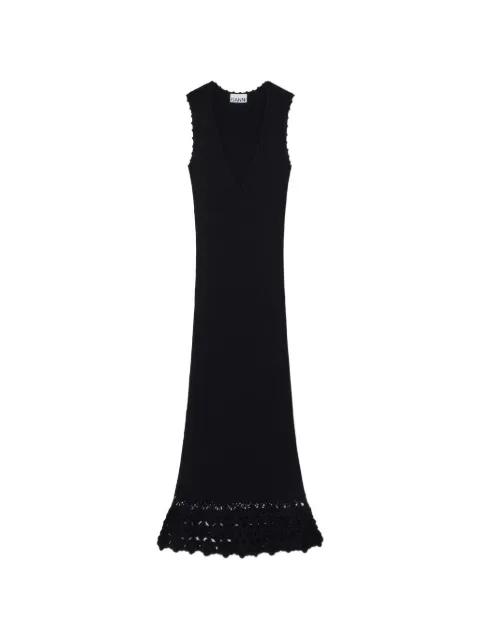 V-neck crocheted maxi dress by GANNI