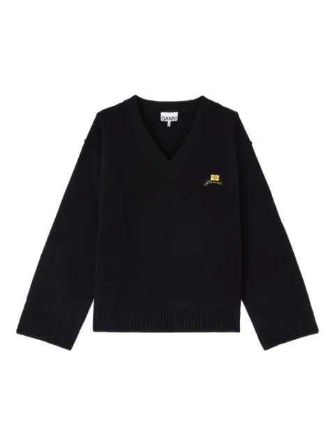 V-neck embroidered knitwear by GANNI