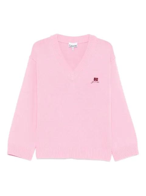 V-neck embroidered sweater by GANNI