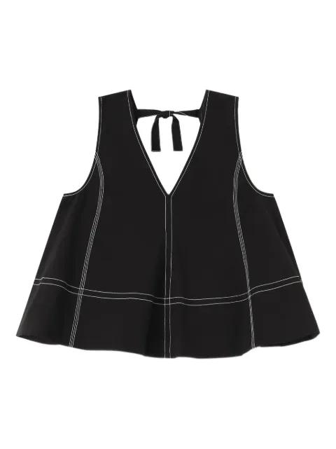 V-neck topstitch top by GANNI