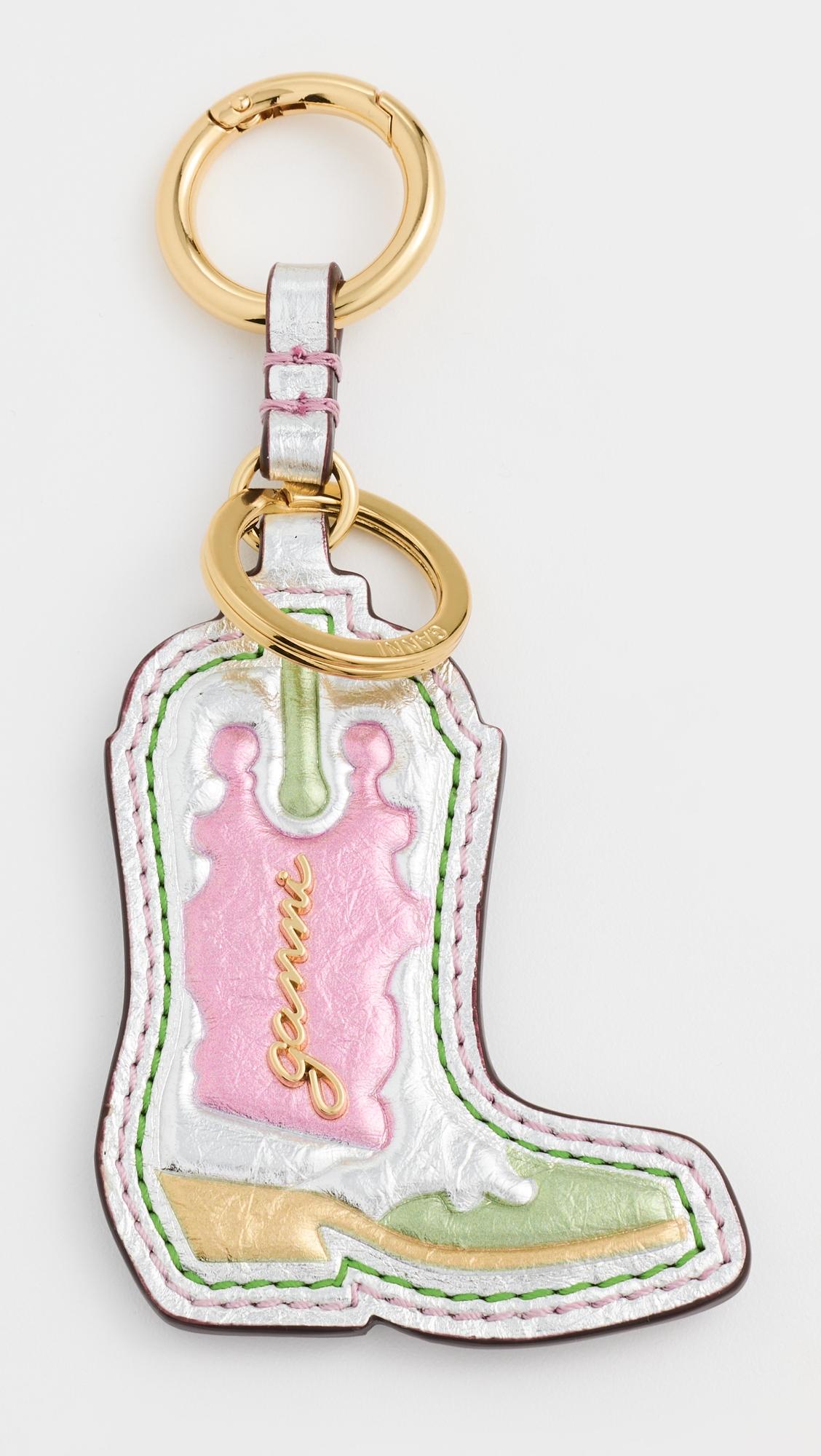 Western Boot Key Ring Metallic by GANNI