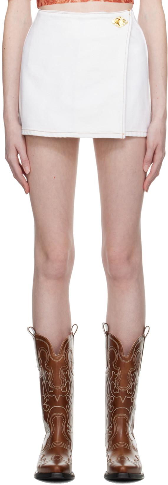 White Wrap Miniskirt by GANNI