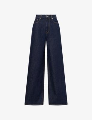 Wide-Leg Contrast-Stitch Denim Jeans by GANNI