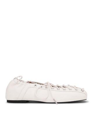 Women's Eyelet Lace Up Ballet Flats by GANNI