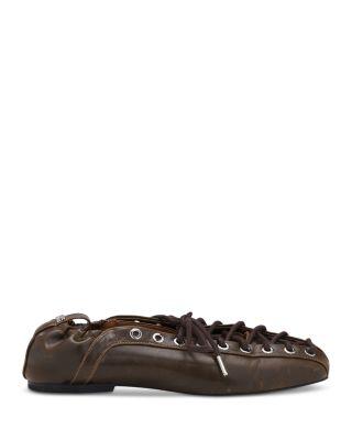 Women's Eyelets Lace Up Ballet Flats by GANNI