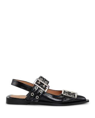 Women's Feminine Buckle Slingback Ballerina Flats by GANNI