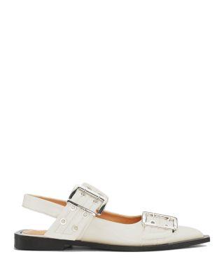 Women's Feminine Buckle Slingback Ballerina Flats by GANNI