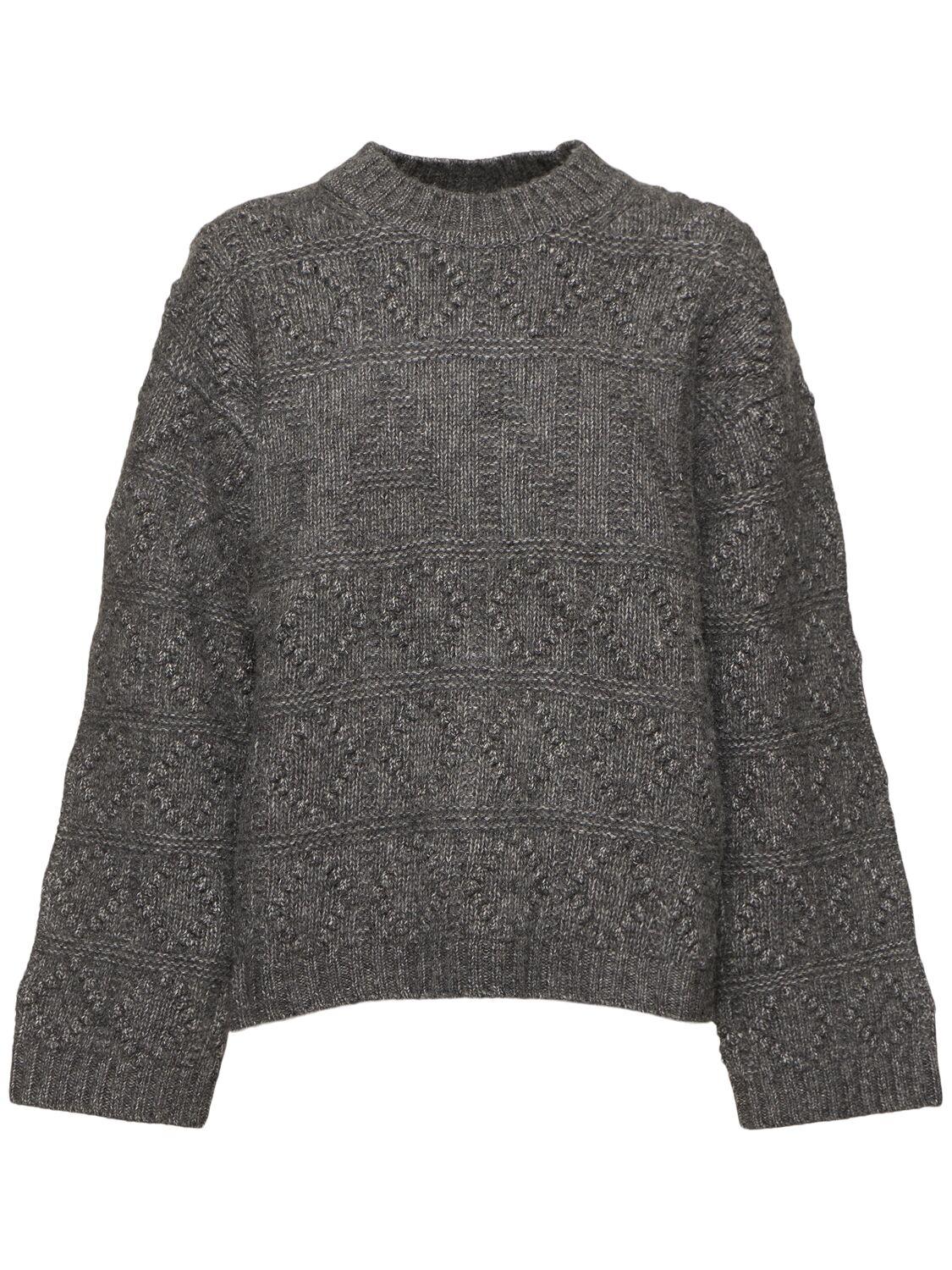 Wool & Cotton Bubble Knit Sweater by GANNI