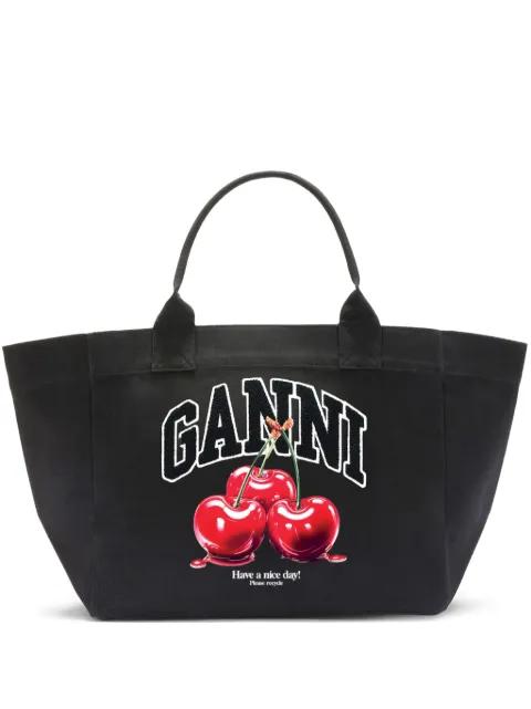 XXL Cherry printed tote bag by GANNI