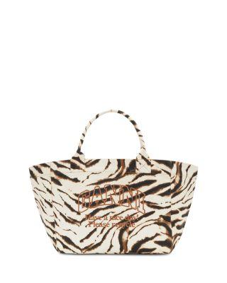 XXL Zebra Canvas Shopper Tote by GANNI