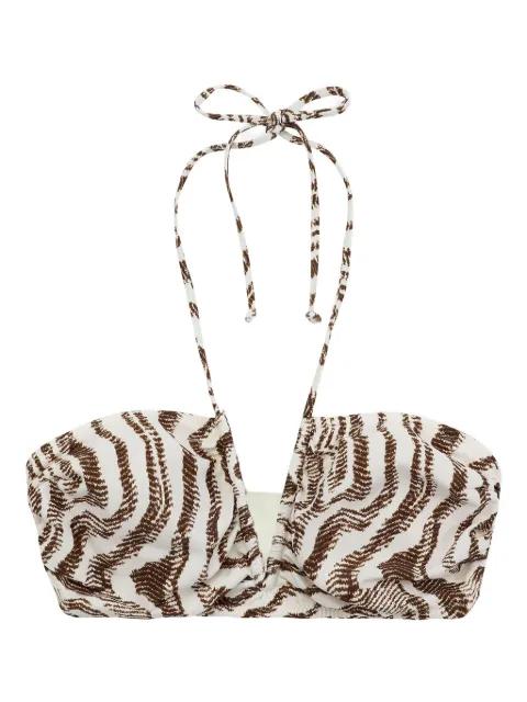 adjustable tieband patterned bikini top by GANNI