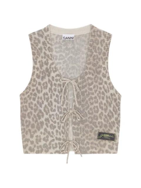 animal-print tie knit vest by GANNI animal-print tie knit vest by GANNI