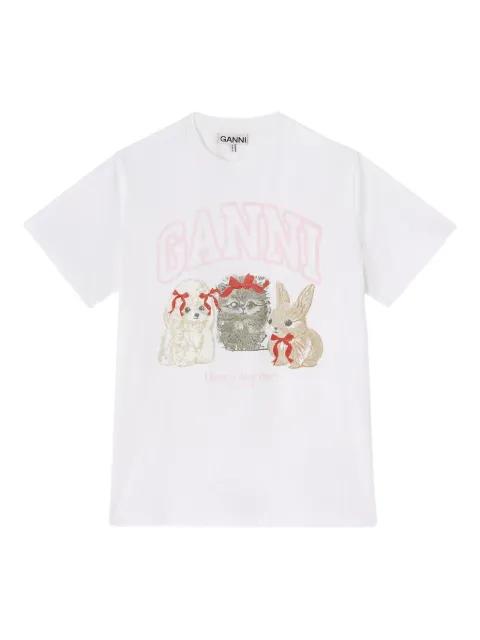 animals-print T-shirt by GANNI