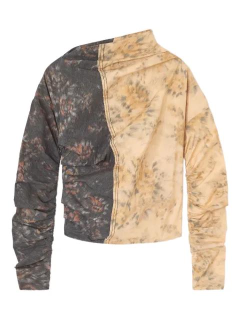 asymmetric-neck floral-print top by GANNI