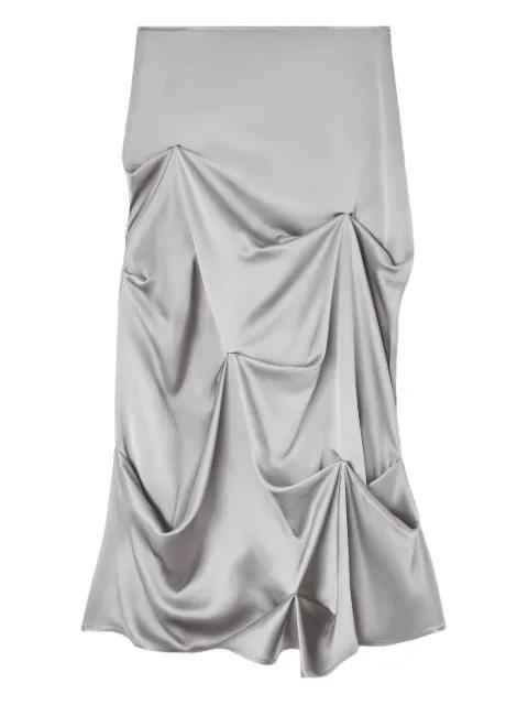 asymmetrical-hem draped midi skirt by GANNI