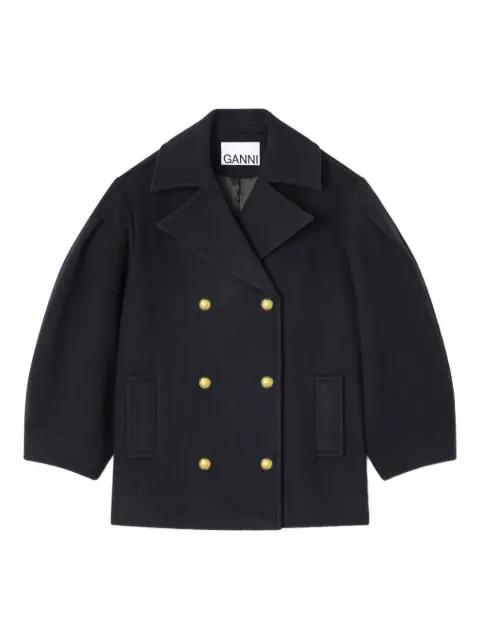 balloon-sleeve double-breasted coat by GANNI