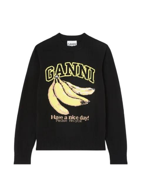 banana-motif intarsia-knit sweater by GANNI