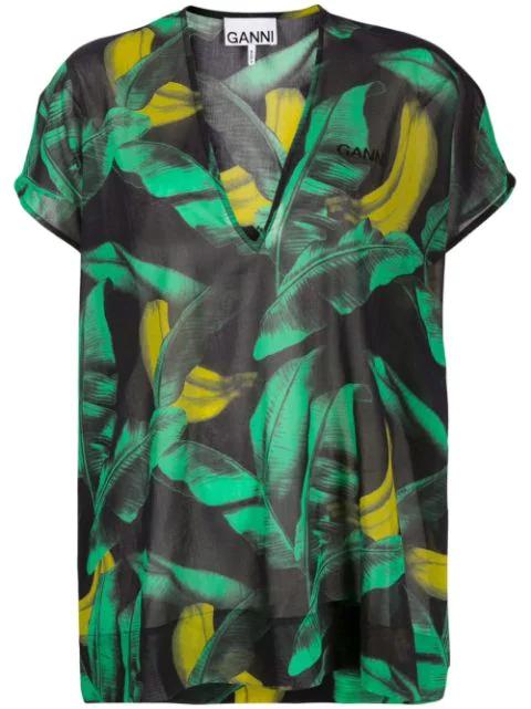 banana tree-print beach kaftan by GANNI