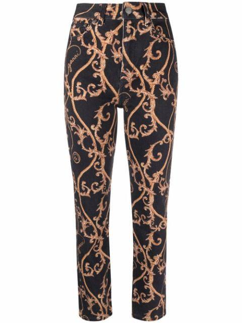 baroque-print jeans by GANNI