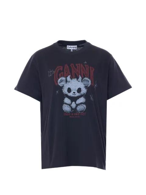 bear-print logo T-shirt by GANNI