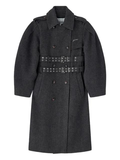 belted double-breasted coat by GANNI