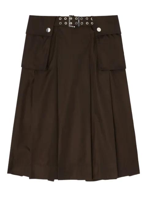 belted patch-pocket pleated skirt by GANNI