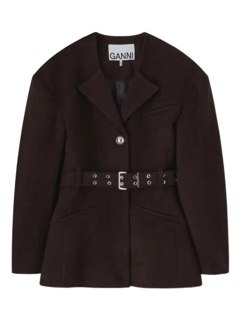 belted single-breasted jacket by GANNI