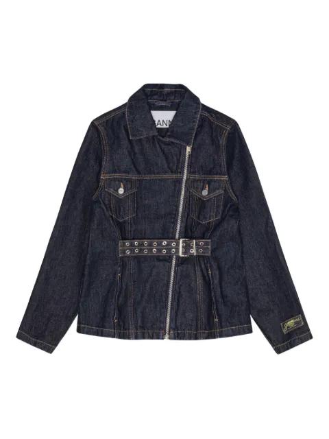 belted zip denim jacket by GANNI