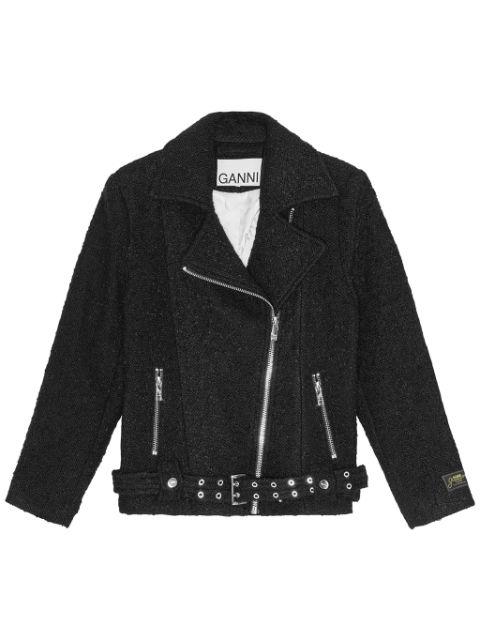 bouclé biker jacket by GANNI