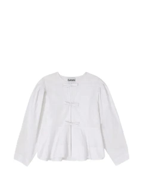 bow-detail peplum-hem blouse by GANNI