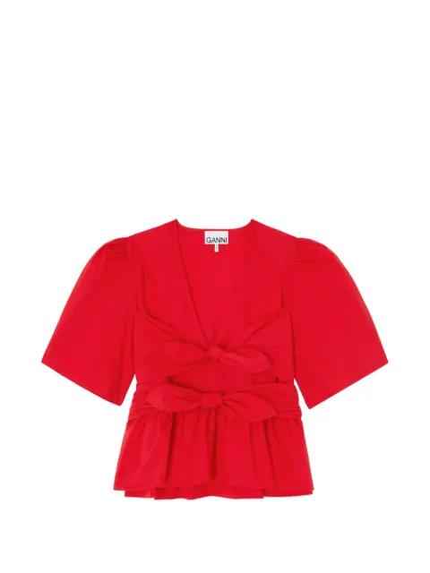 bow-detail peplum-hem blouse by GANNI