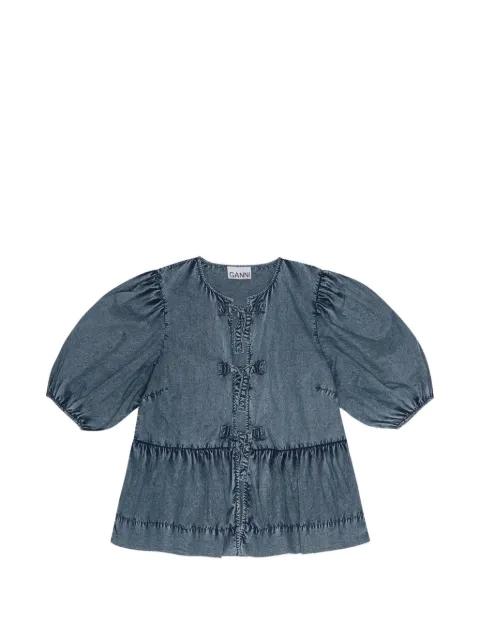 bow-detail peplum top by GANNI