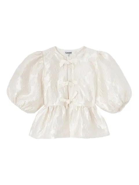 bow puff-sleeve blouse by GANNI