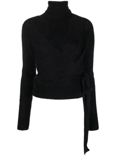 brushed cut-out wrap top by GANNI